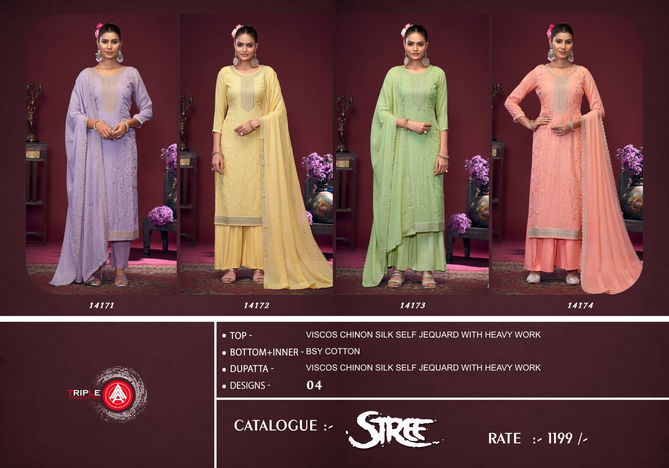 Stree By Triple Aaa Viscose Chinon Silk Jacquard Dress Material Wholesale Price In Surat